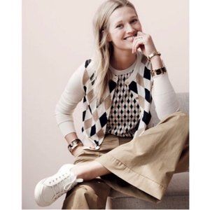 J.Crew Lightweight Wool Jackie Cardigan Sweater In Argyle